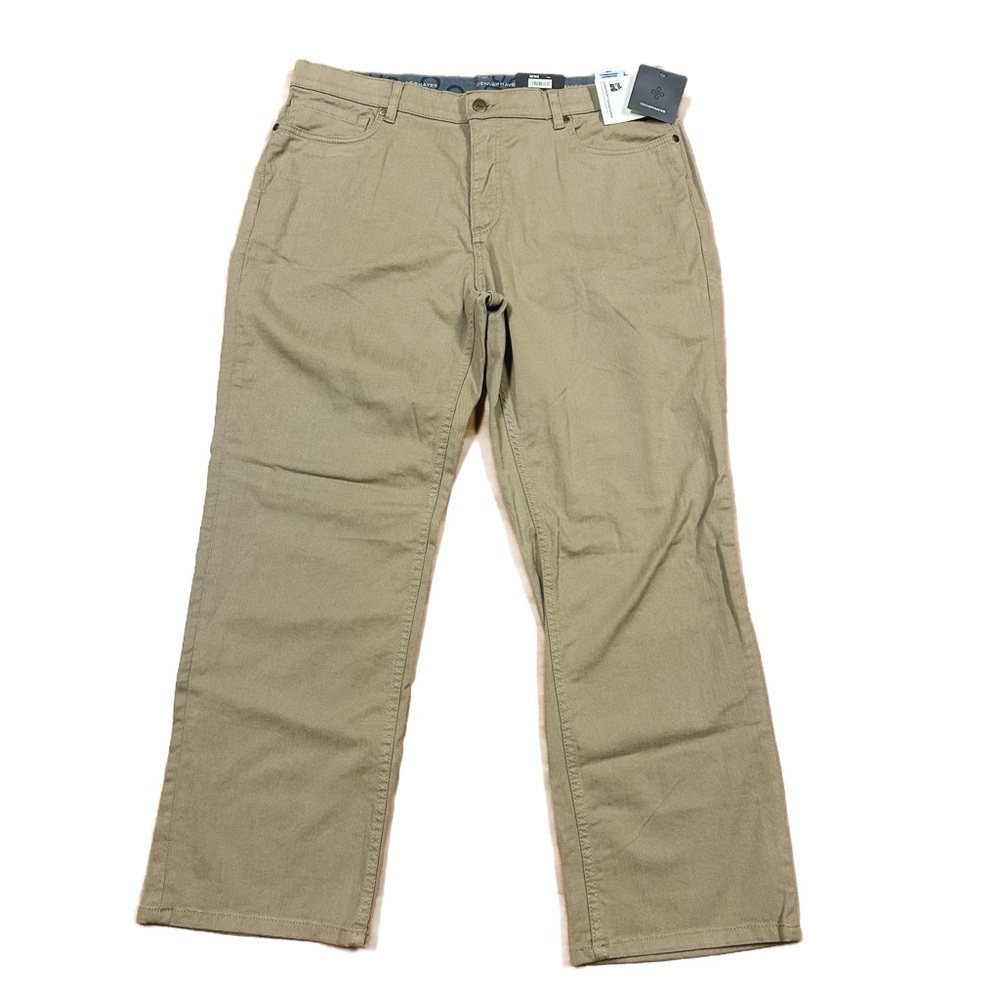 NWT Denver Hayes Tan Classic Fit Straight Leg Tummy Control Pants Womens 18 x 30